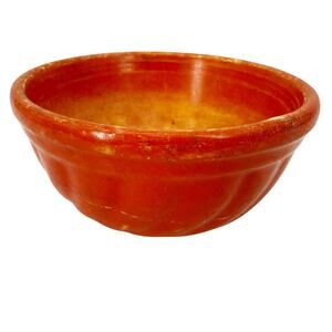 vintage orange-red 5" Cereal Bowl with Swirls ceramic art pottery small size
